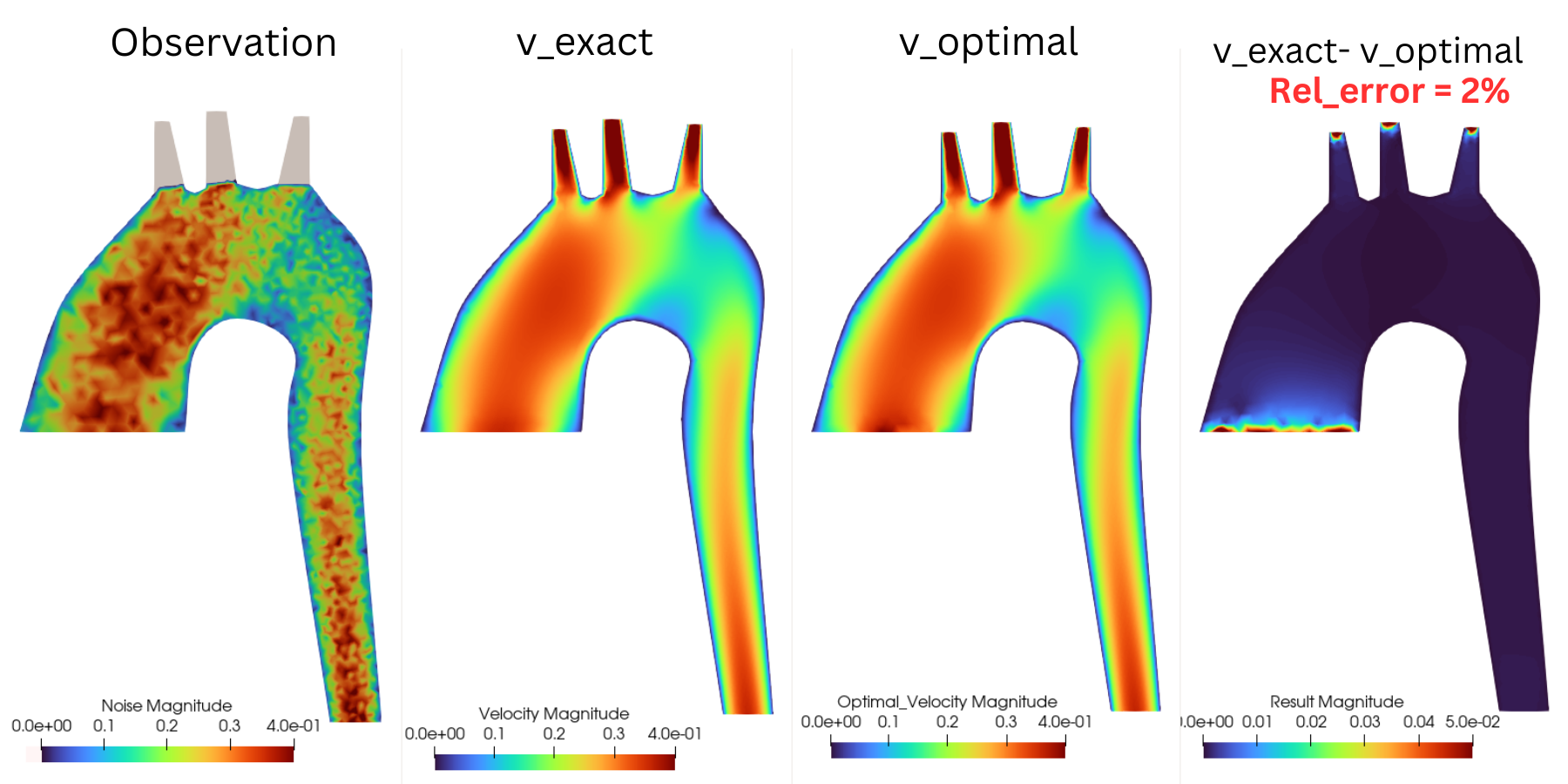2d aorta, We dont have data in the branches and want to recover data using optimal control via Dirichlet condition