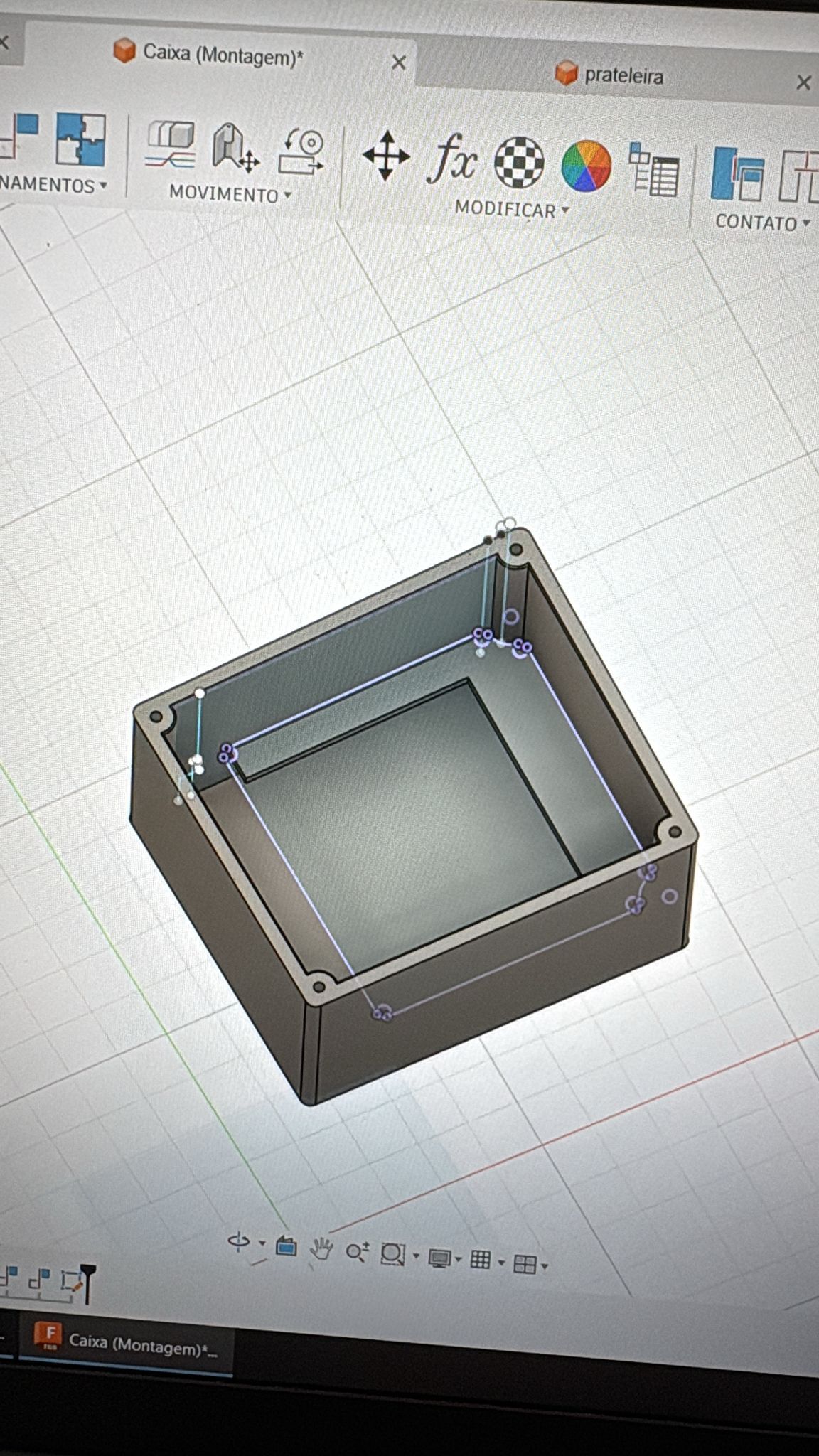 CAD model of the wearable node enclosure in Fusion 360